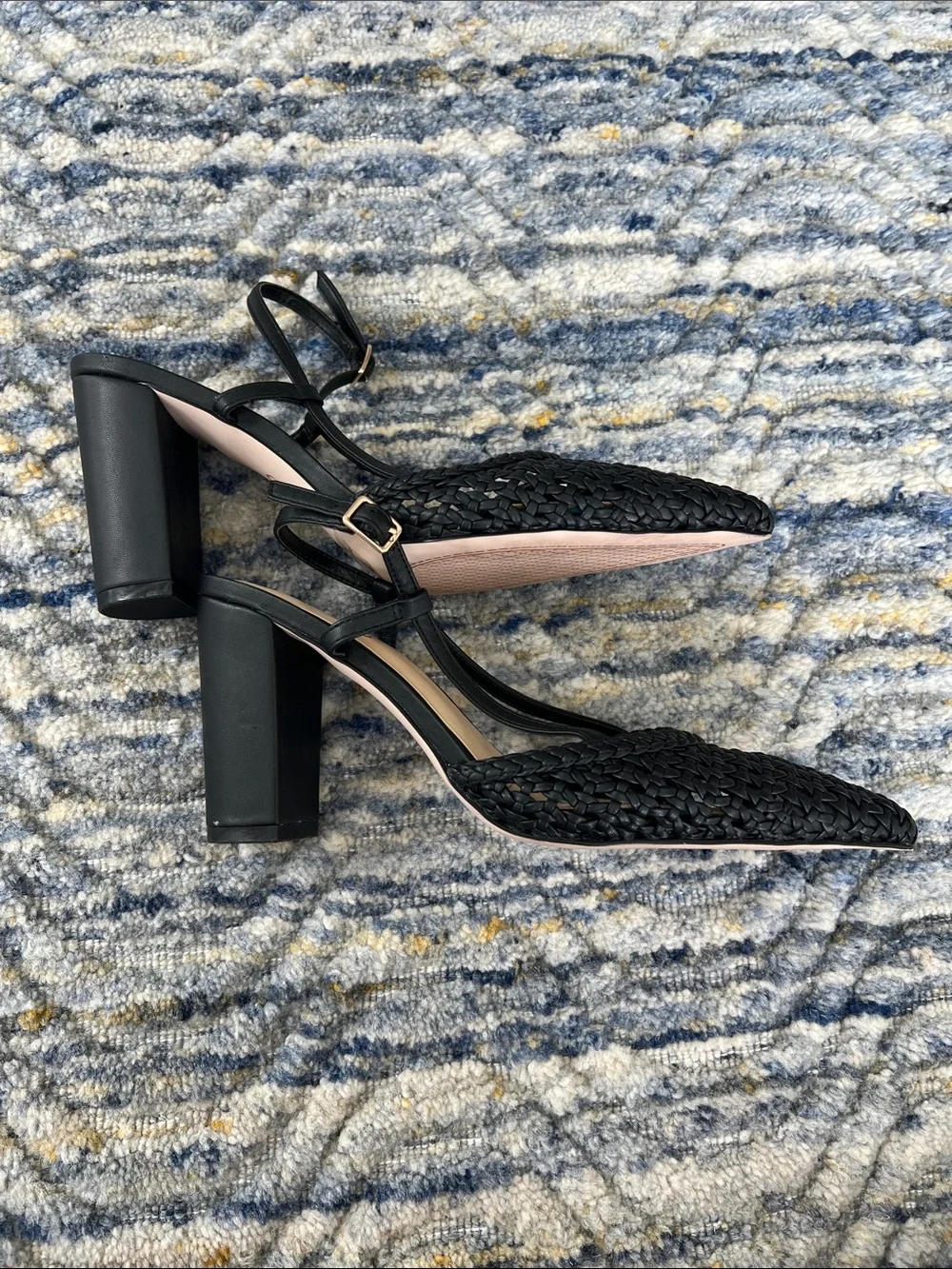 Women’s Jessica Simpson Nyara Black Woven Pointed Slingback Heels size 10